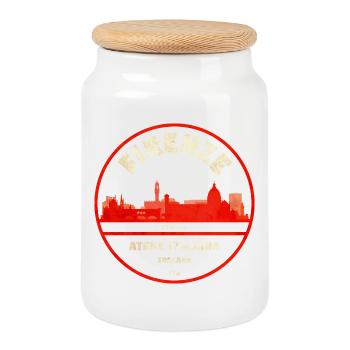 Timbres vintage Firenze Italiana - Boîte à biscuits avec couvercle en bois - blanc - Devant