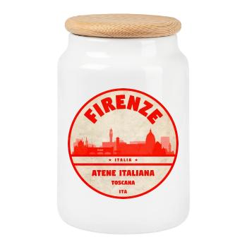 Florenz Vintage Stadtsiegel - Keksdose mit Holzdeckel - Weiß - Vorne