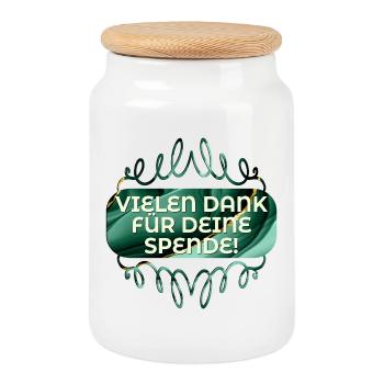 VIELEN DANK FÜR DEINE SPENDE - Keksdose mit Holzdeckel - Weiß - Vorne