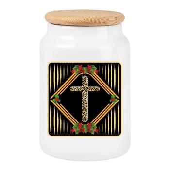 Christmas Gifts Religion - CHRISTIAN CROSS - Cookie Jar with Wooden Lid - white - Front