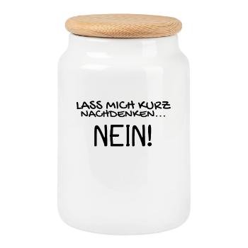 Nein Nö Spruch - Keksdose mit Holzdeckel - Weiß - Vorne