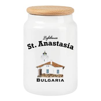 Bulgarien Leuchtturm Klosterinsel Sweta Anastasia - Keksdose mit Holzdeckel - Weiß - Vorne