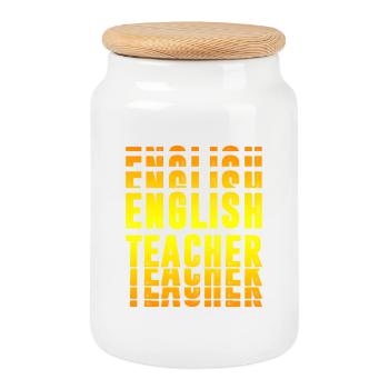 Englisch Lehrer Design - Keksdose mit Holzdeckel - Weiß - Vorne