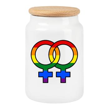 Mariage homosexuel Fierté des relations LGBT - Boîte à biscuits avec couvercle en bois - blanc - Devant
