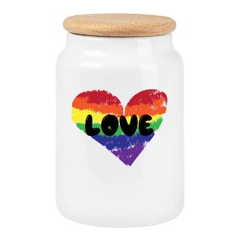 Heart Love Lgbt Relationship Saying Homosexual - Cookie Jar with Wooden Lid - white - Front