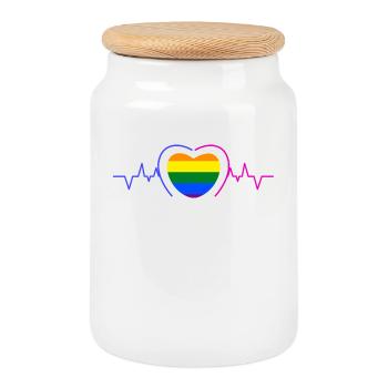 LGBT Heart Pride Gay Gay Sexualité Droits humains - Boîte à biscuits avec couvercle en bois - blanc - Devant