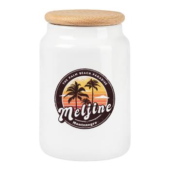 Meljine Montenegro beach design - Cookie Jar with Wooden Lid - white - Front