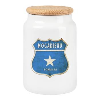 Mogadischu Somalia Wappen Flaggen Design - Keksdose mit Holzdeckel - Weiß - Vorne