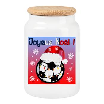 Joyeux Noël - FOOTBALL - HIVER FRANCE - Père Noël - Boîte à biscuits avec couvercle en bois - blanc - Devant