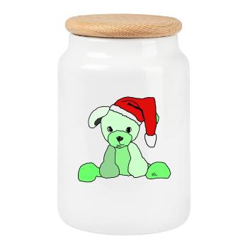 Weihnachtshund Christmas Dog - Keksdose mit Holzdeckel - Weiß - Vorne