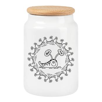 Tiger snail - Cookie Jar with Wooden Lid - white - Front