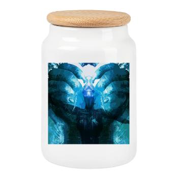 Reflective Deep Blue Creature - Cookie Jar with Wooden Lid - white - Front