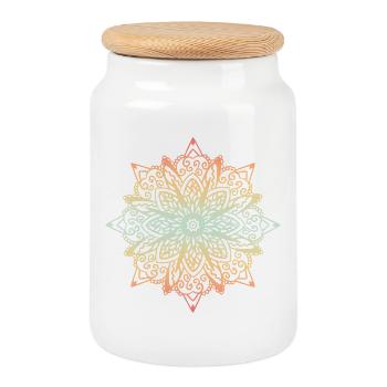 Mandala - Boîte à biscuits avec couvercle en bois - blanc - Devant