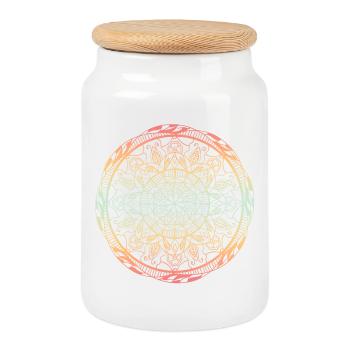 Mandala - Boîte à biscuits avec couvercle en bois - blanc - Devant