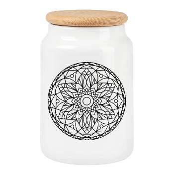 Mandala - Keksdose mit Holzdeckel - Weiß - Vorne