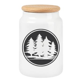 Fir Tree Forest Logo icon Graphic Symbol Nature - Cookie Jar with Wooden Lid - white - Front
