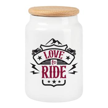 J’adore rouler - Boîte à biscuits avec couvercle en bois - blanc - Devant