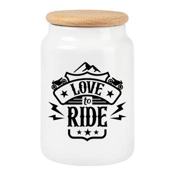 J’adore rouler - Boîte à biscuits avec couvercle en bois - blanc - Devant