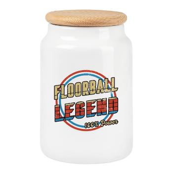 Floorball Legend Design - Keksdose mit Holzdeckel - Weiß - Vorne