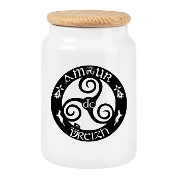 Amour de Breizh - Boîte à biscuits avec couvercle en bois - blanc - Devant