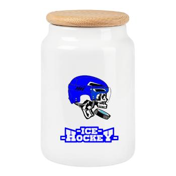 Eishockey - Keksdose mit Holzdeckel - Weiß - Vorne