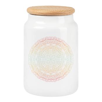 Mandala - Boîte à biscuits avec couvercle en bois - blanc - Devant