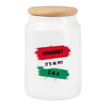 Hungary is flag design in my DNA - Cookie Jar with Wooden Lid - white - Front