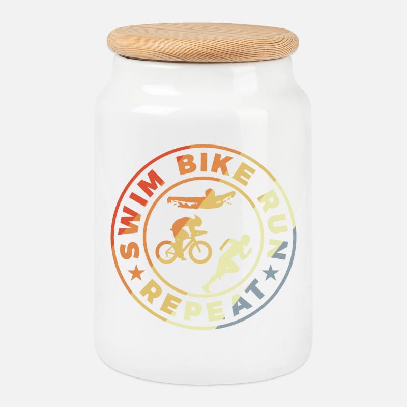 Triathlet Witziges Zitat - Keksdose mit Holzdeckel - Weiß
