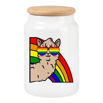 Cool Lama Transgender Lgbt Regenbogen Sexualität - Keksdose mit Holzdeckel - Weiß - Vorne