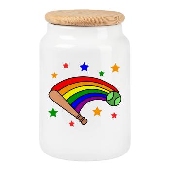 Lgbt Rainbow Flag Transgender Parade Sexuality - Cookie Jar with Wooden Lid - white - Front