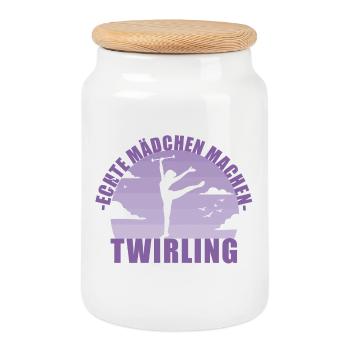 Echte Mädchen machen Twirling - Keksdose mit Holzdeckel - Weiß - Vorne