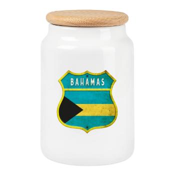 Design du drapeau des Bahamas - Boîte à biscuits avec couvercle en bois - blanc - Devant
