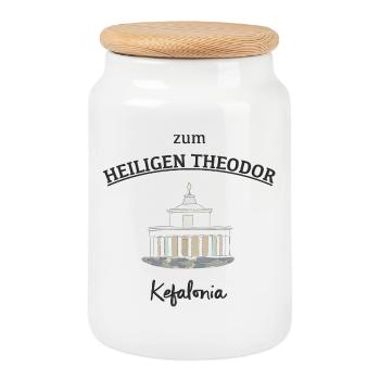 Grèce, Céphalonie, Phare de Saint-Théodore - Boîte à biscuits avec couvercle en bois - blanc - Devant