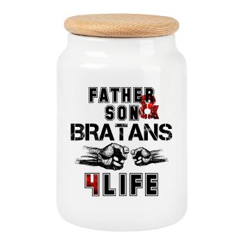 Le don de vie du père et du fils Bratan - Boîte à biscuits avec couvercle en bois - blanc - Devant