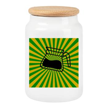 Sunburst Coffee green yellow-Sonnenaufgang Kaffee - Keksdose mit Holzdeckel - Weiß - Vorne