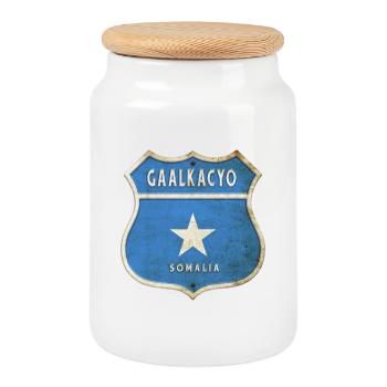 Gaalkacyo Somalia Wappen Flaggen Design - Keksdose mit Holzdeckel - Weiß - Vorne