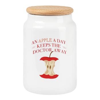 An apple a day keeps the doctor away - Keksdose mit Holzdeckel - Weiß - Vorne