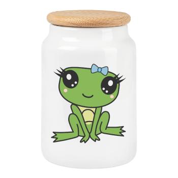 Frau Frosch - Keksdose mit Holzdeckel - Weiß - Vorne