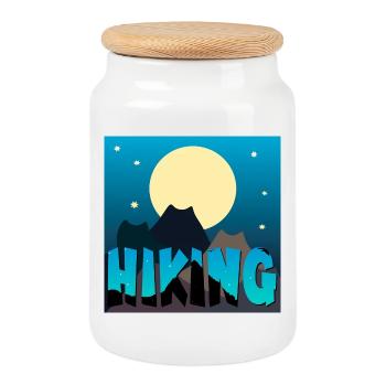 Randonnée Chat - Paysage - Boîte à biscuits avec couvercle en bois - blanc - Devant
