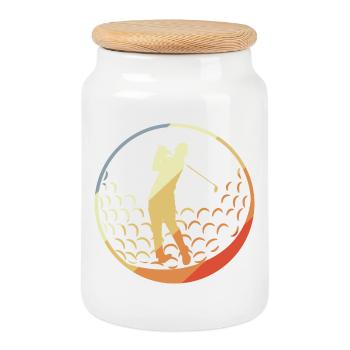 Golfer - Cookie Jar with Wooden Lid - white - Front