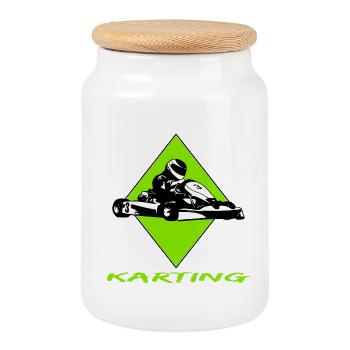 Karting - Cookie Jar with Wooden Lid - white - Front
