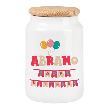 Abraham T-Shirt Happy Birthday T-Shirt - Keksdose mit Holzdeckel - Weiß - Vorne