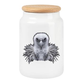 vogelmotive männer, rgänsegeier kopf, greifvogel - Keksdose mit Holzdeckel - Weiß - Vorne
