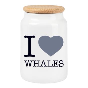I LOVE WHALES - Cookie Jar with Wooden Lid - white - Front