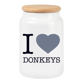 I LOVE DONKEYS - Cookie Jar with Wooden Lid - white - Front