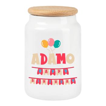 Adam Happy Birthday T-Shirt - Cookie Jar with Wooden Lid - white - Front