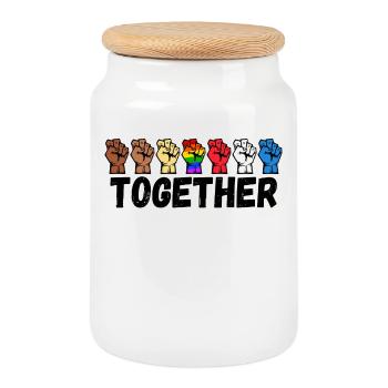 Proud Lgbt Saying Pride Gay Relationship Gay - Cookie Jar with Wooden Lid - white - Front
