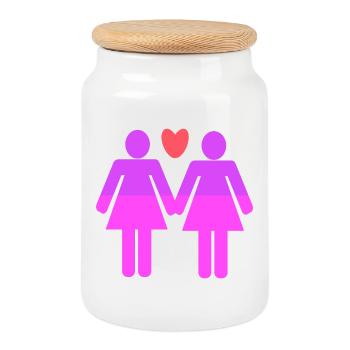 Lgbt Same-sex partnership Love - Cookie Jar with Wooden Lid - white - Front
