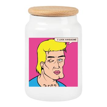 Pop Art self-praise in comic style - Cookie Jar with Wooden Lid - white - Front