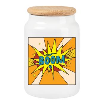 Boom Comic Explosion Style - Cookie Jar with Wooden Lid - white - Front
